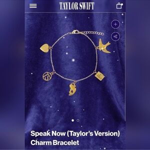 NWT Official Taylor Swift Speak‎ Now Charm Bracelet